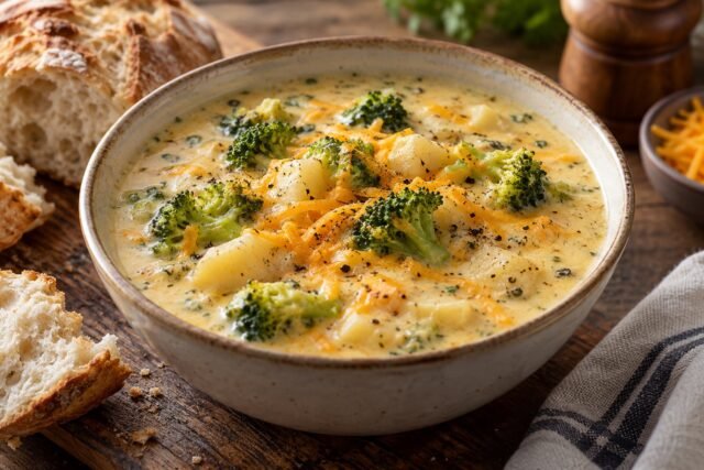 Broccoli Cheddar Potato Soup (Creamy Without Cream)