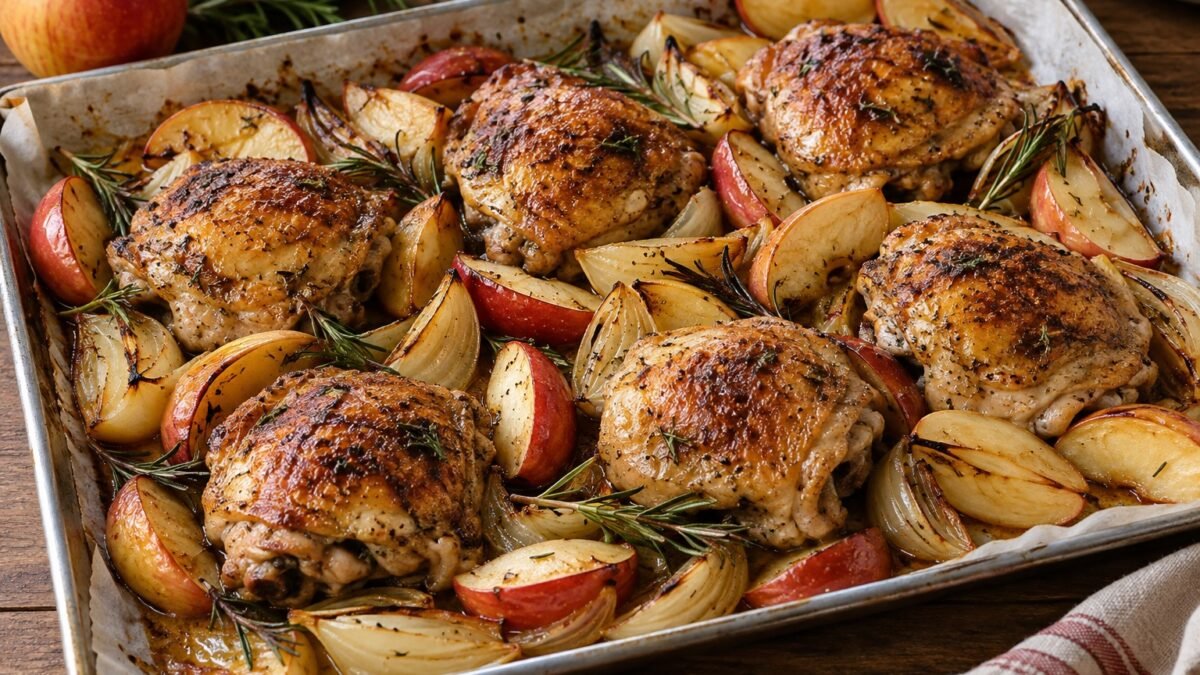 Apple cider chicken thighs with rosemary