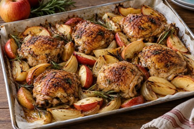 Sheet-Pan Apple Cider Chicken Thighs with Rosemary