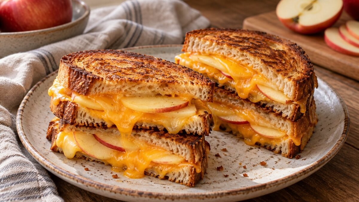 Apple Cheddar Grilled Cheese with Dijon (AI-generated illustration)
