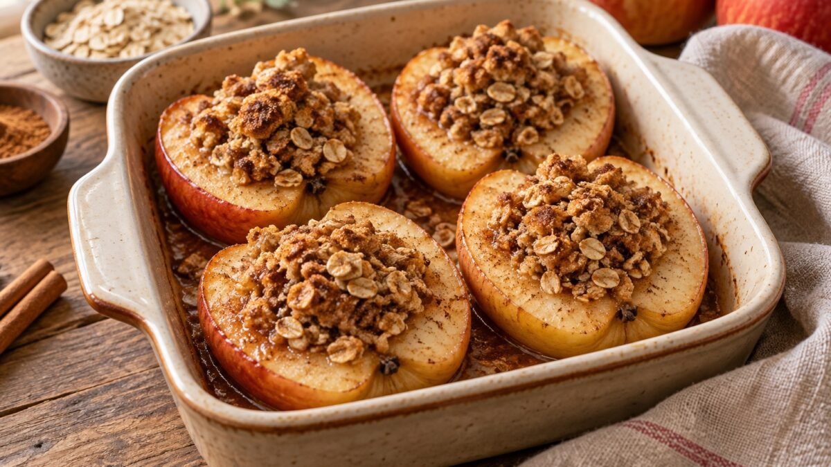 Cinnamon Baked Apples with Oat Crumble (AI-generated illustration)