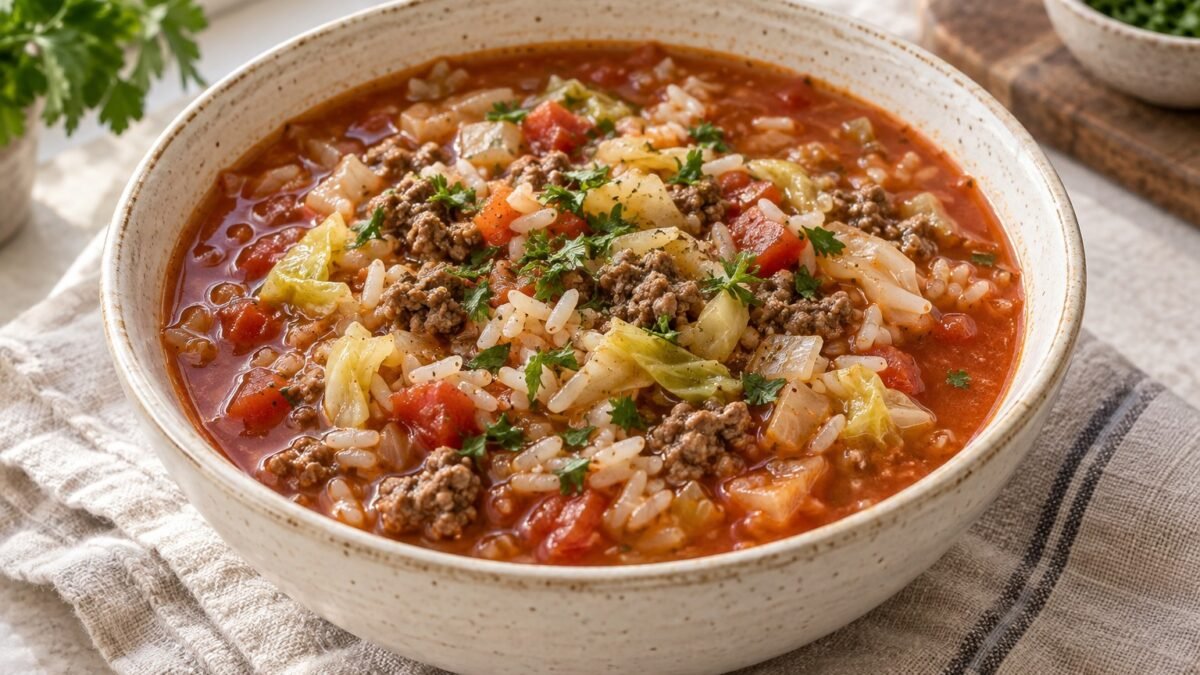 Golumpki-Inspired Cabbage Roll Soup (AI-generated illustration)