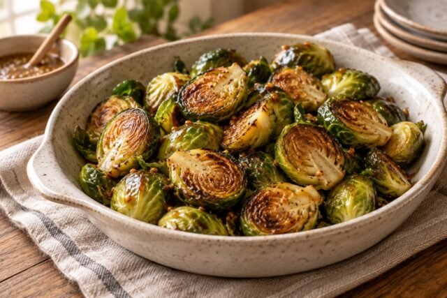 Maple Roasted Brussels Sprouts with Dijon