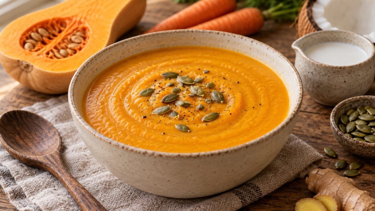 Roasted Butternut Squash and Carrot Soup (AI-generated illustration)