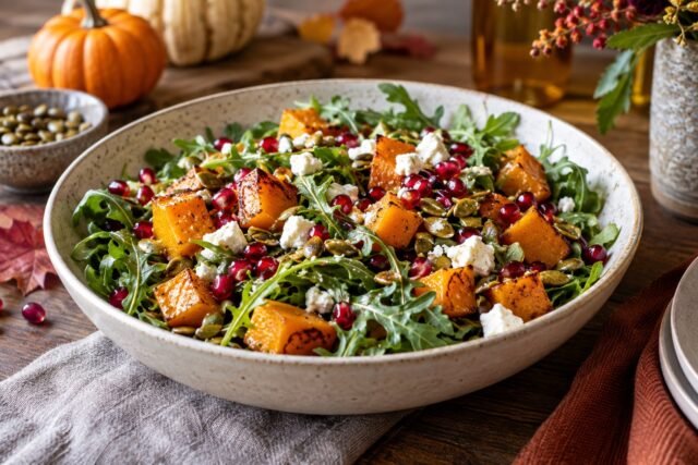Roasted Butternut Squash and Feta Salad with Pomegranate