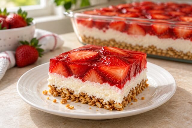 Strawberry Pretzel Jello Salad with Cream Cheese